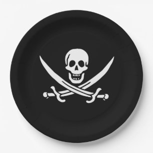 Piraatvlag van Calico Jack Schedel & Zwaarden Papieren Bordje