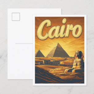 Piramide Caïro Egypte Vintage reisillustratie Briefkaart