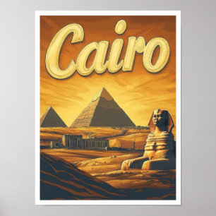 Piramide Caïro Egypte Vintage reisillustratie Poster