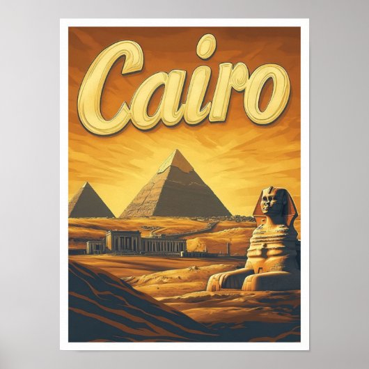 Piramide Caïro Egypte Vintage reisillustratie Poster (Voorkant)