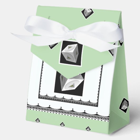 Piramide Kubus Zwart Wit Mint Groen Bedankdoosjes (Voorkant)