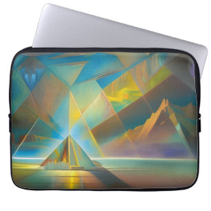 Piramide Landschap Geometrisch Abstract Ontwerp Laptop Sleeve