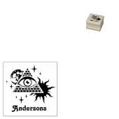 Piramide met het oog en aangepaste naam. rubberstempel (Gestempeld)