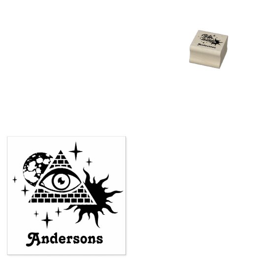 Piramide met het oog en aangepaste naam. rubberstempel (Gestempeld)