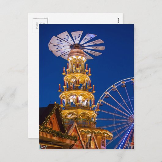 Piramide op de kerstmarkt in Rostock Feestdagenkaart (Voorkant / Achterkant)