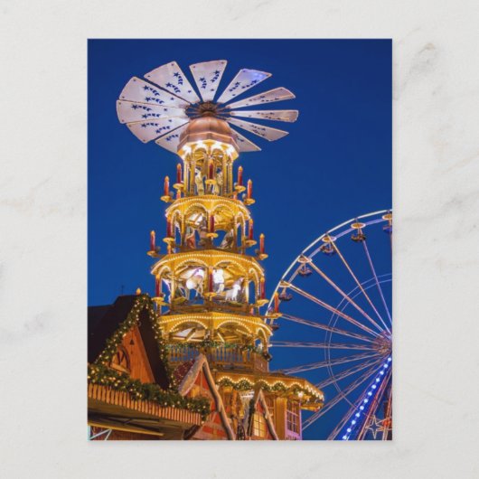 Piramide op de kerstmarkt in Rostock Feestdagenkaart (Voorkant)