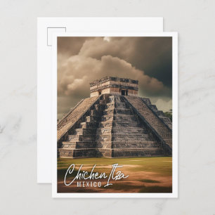 Piramide van Chichen Itza Mexico een beroemde reis Briefkaart