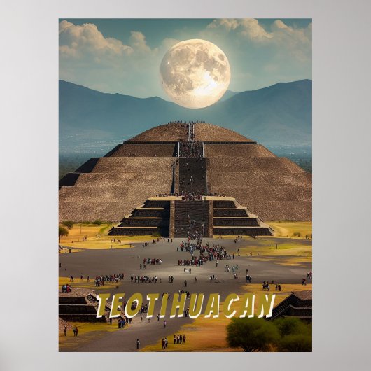Piramide van de maan, Teotihuacan, Mexico Reizen Poster (Voorkant)