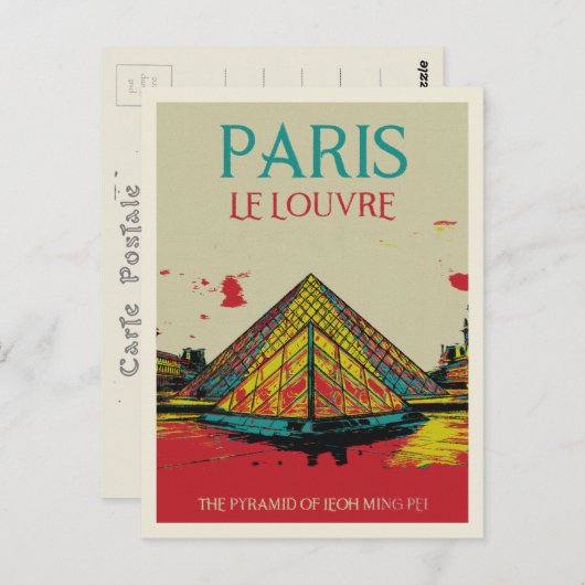 Piramide van het Louvre, Frankrijk Briefkaart (Voorkant / Achterkant)