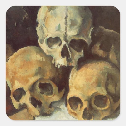 Piramide van Skulls  Halloween Vierkante Sticker (Voorkant)