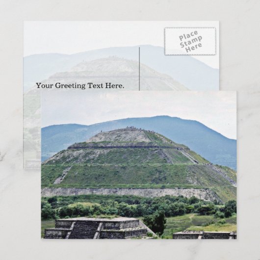 Piramide van The Sun bij Ruïnes Teotihuacan, Briefkaart (Voorkant / Achterkant)