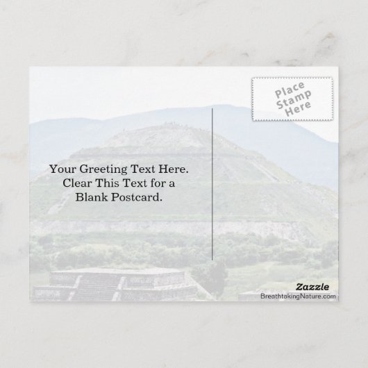 Piramide van The Sun bij Ruïnes Teotihuacan, Briefkaart (Achterkant)