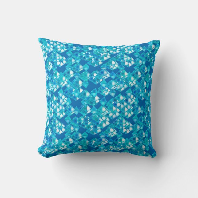 Piramidekristallen, turquoise en blauw kussen (Voorkant)