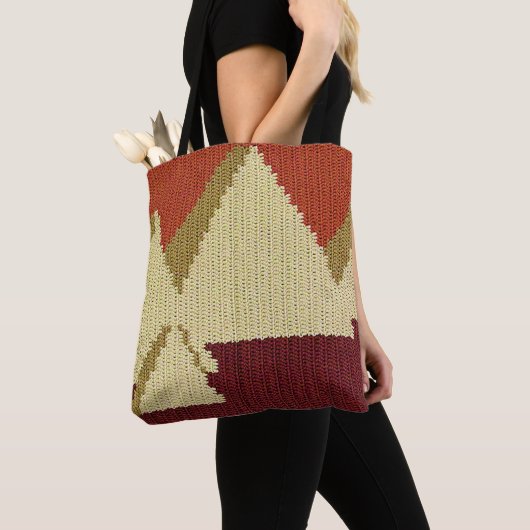 Piramides Beige Roest Bourgondische Artisan Haakpr Tote Bag (Dichtbij)