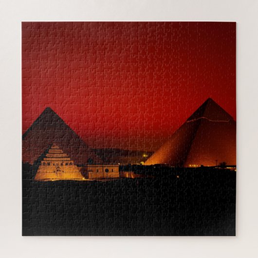 Piramides bij rode zonsondergang legpuzzel (Verticaal)