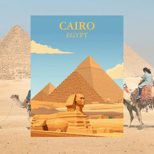 Piramides en Sfinx Caïro Egypte Vintage Reis  Briefkaart