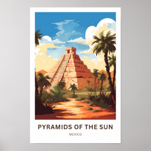 Piramides van de zon Mexico Reisprint Poster