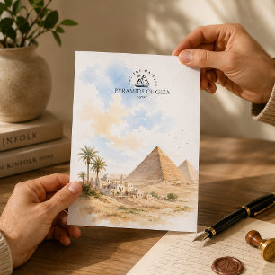 Piramides van Giza, Egypte   Aquarel Souvenir Briefkaart
