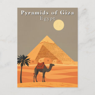 Piramides van Giza, Egypte Vintage Reis Briefkaart