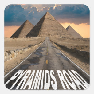 Piramides Weg Egypte Woestijn Landmark Kunst Vierkante Sticker