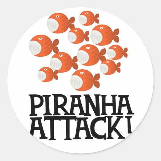 piranha aanval! ronde sticker (Voorkant)