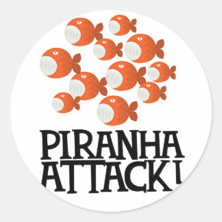 piranha aanval! ronde sticker