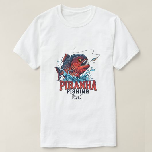 Piranha Fishing Lover – Fierce Angler Design T-shirt (Design voorkant)