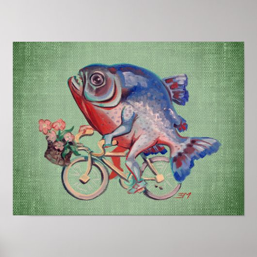 Piranha op de fiets poster (Voorkant)