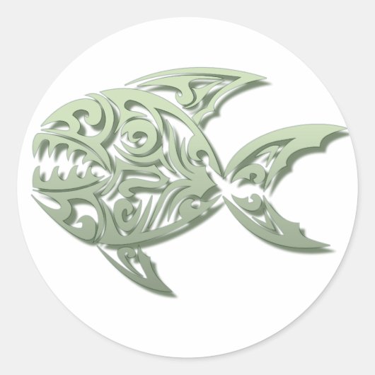 Piranha Ronde Sticker (Voorkant)