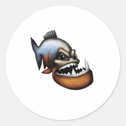 Piranha Ronde Sticker (Voorkant)