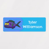 Piranha vis cartoon gepersonaliseerd labels (Design 1)
