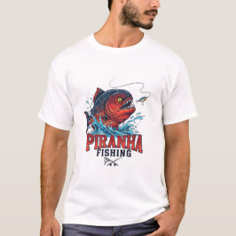 Piranha Visliefhebber – Fel Fierlijke Hengelontwer T-shirt