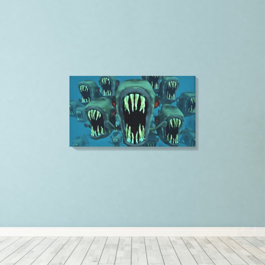 Piranhas Canvas Afdruk (Insitu (Houten vloer))