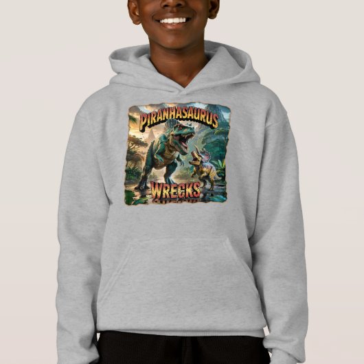 Piranhasaurus Wrecks Illustratie – Grappig Schrikb (Voorkant)