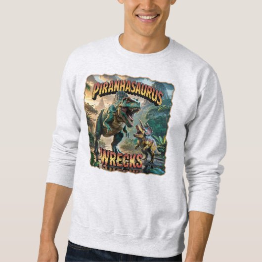 Piranhasaurus Wrecks Illustratie – Grappig Schrikb Trui (Voorkant)