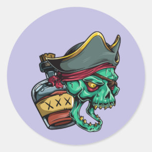 Pirat Flasche Rum piraatfles Ronde Sticker