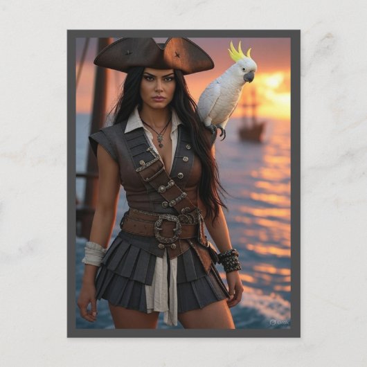  Pirat Frau Sundowner Briefkaart (Voorkant)