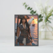  Pirat Frau Sundowner Briefkaart (Staand voorkant)