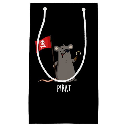 Pirat Funny Pirate Rat Pun Dark BG Klein Cadeauzakje (Voorkant)