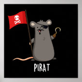 Pirat Funny Pirate Rat Pun Dark BG Poster (Voorkant)