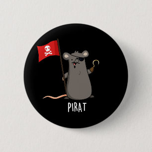 Pirat Funny Pirate Rat Pun Dark BG Ronde Button 5,7 Cm