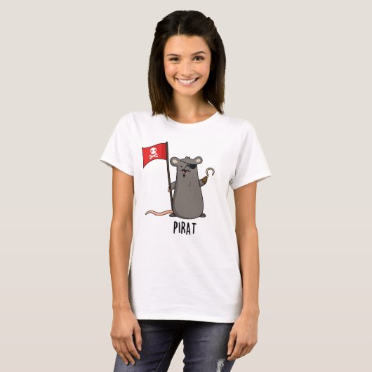 Pirat Funny Pirate Rat Pun T-shirt (Voorkant volledig)