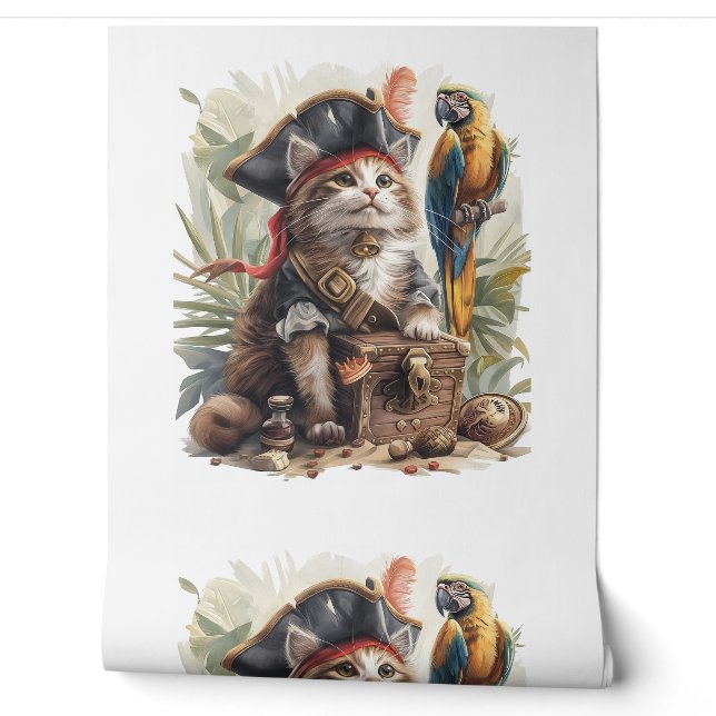 Pirat Kat Schat Behang (Afrollen)
