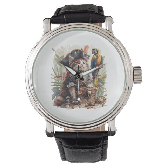 Pirat Kat Schat Horloge (Voorkant)