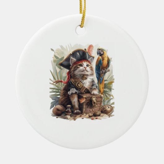 Pirat Kat Schat Keramisch Ornament (Voorkant)