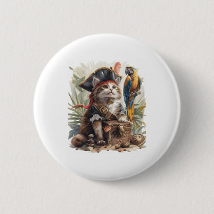 Pirat Kat Schat Ronde Button 5,7 Cm