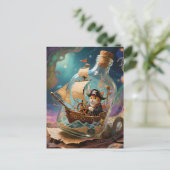 Pirat Kitty in een Fles Briefkaart (Staand voorkant)