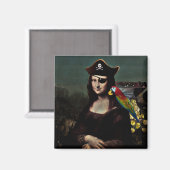 Pirat Mona Lisa met ooglapje Magneet (Voorkant / Achterkant)