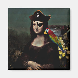 Pirat Mona Lisa met ooglapje Magneet