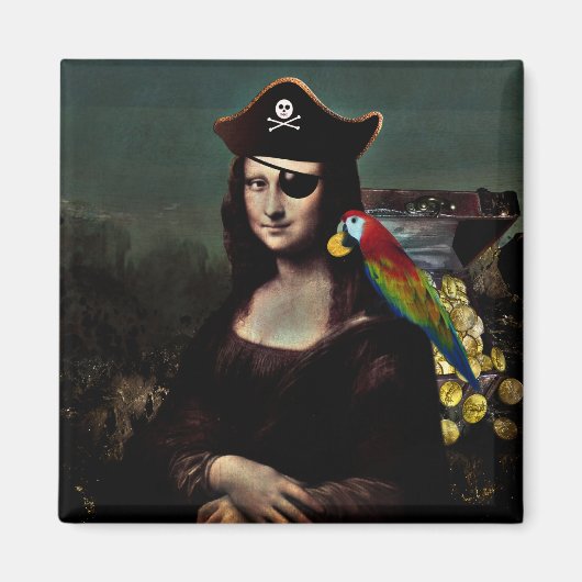 Pirat Mona Lisa met ooglapje Magneet (Voorkant)